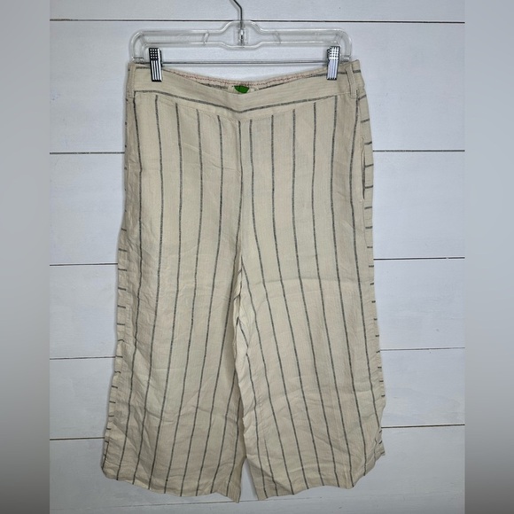Anthropologie Cottagecore Striped Linen Wide Leg Pants - Size Small - Picture 1 of 5